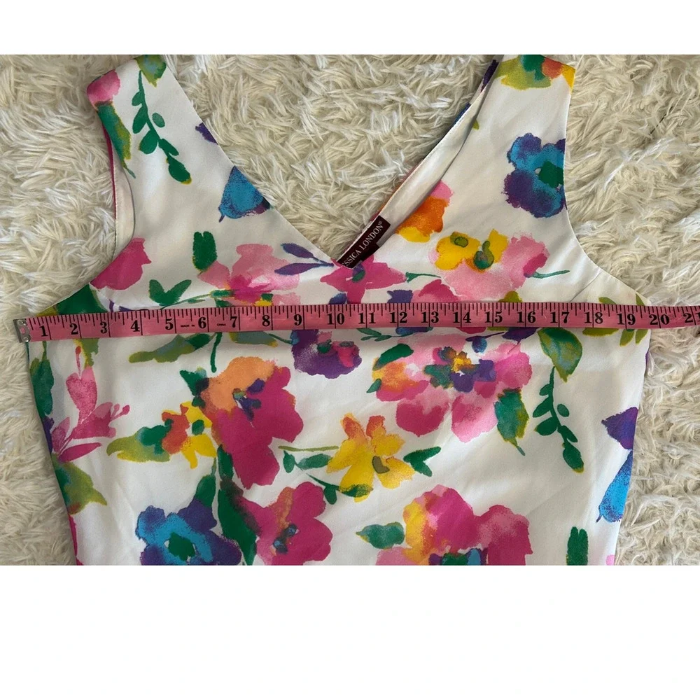 Jessica London Women's Size 12W White Multicolor Floral Drop Waist Dress #0413 - Picture 13 of 13